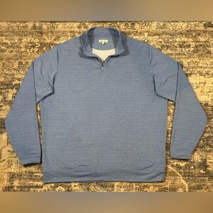 Peter Millar Men's Heathered Blue  Quarter Zip Pullover Size XXL